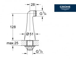MEDIDAS CONEXION GRIFERIA BAÑO GROHE